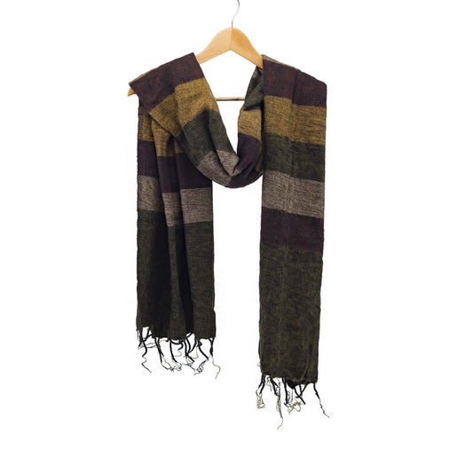 Sjaal Mosgroen Cognac Bordeaux