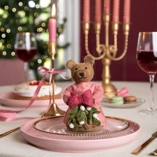 Vilten decoratie beer mistletoe dreams