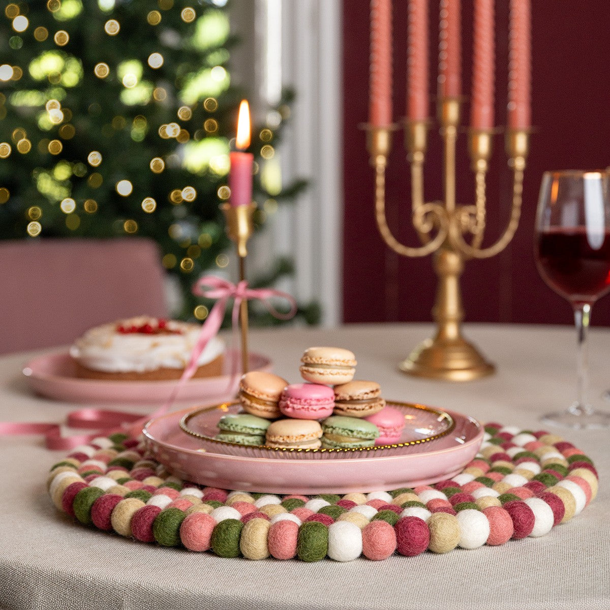 Vilten onderzetter vb 40 cm rond mistletoe dreams