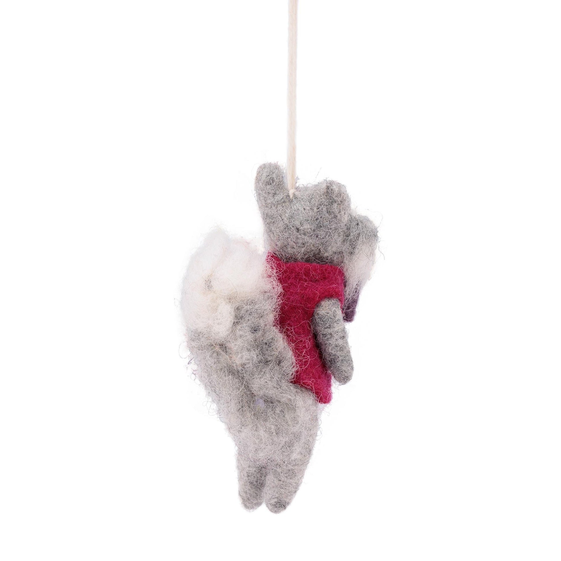Detailfoto van vilten hanger wolf indian summer burgundy