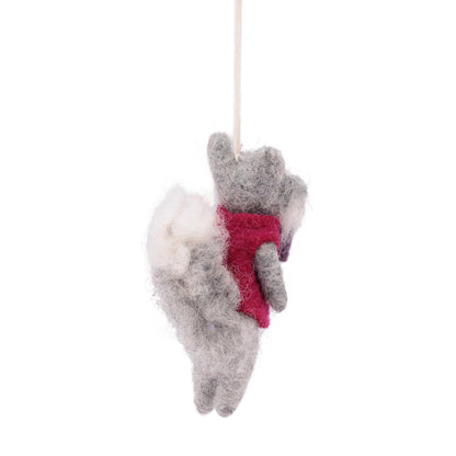Detailfoto van vilten hanger wolf indian summer burgundy