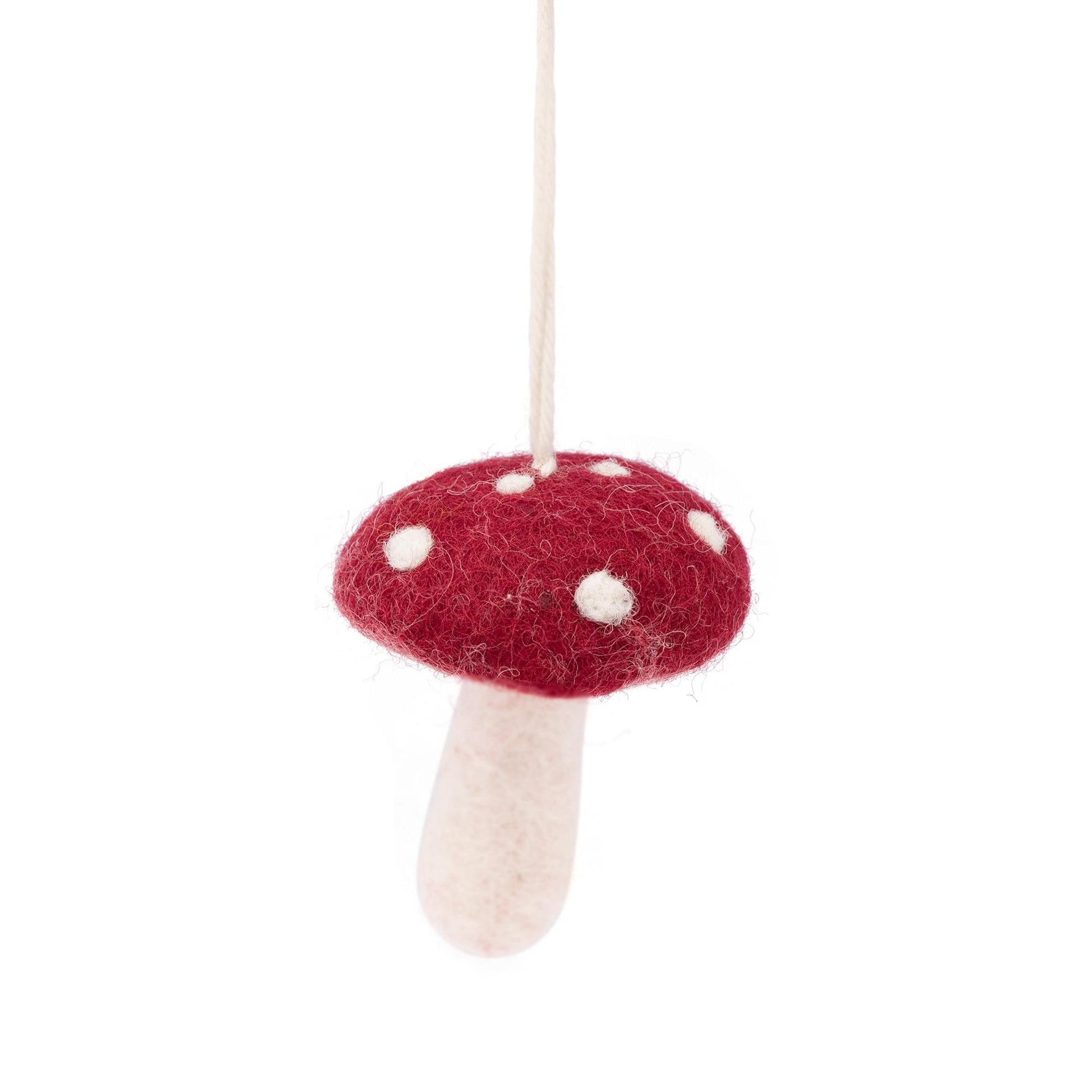 Detailfoto van vilten hanger paddenstoel rood medium