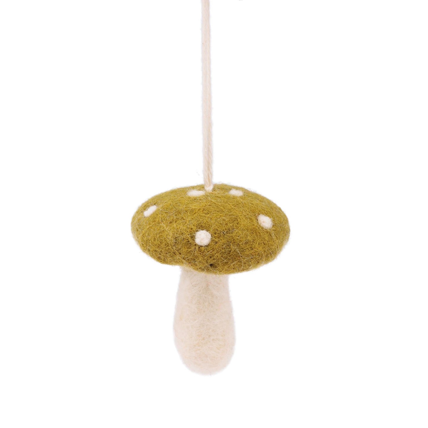 Detailfoto van vilten hanger paddenstoel indian summer medium lichtgroen
