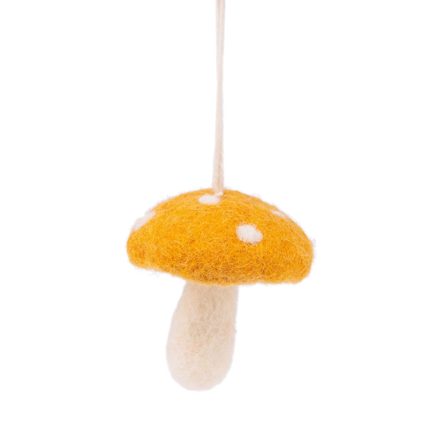 Detailfoto van vilten hanger paddenstoel indian summer medium okergeel