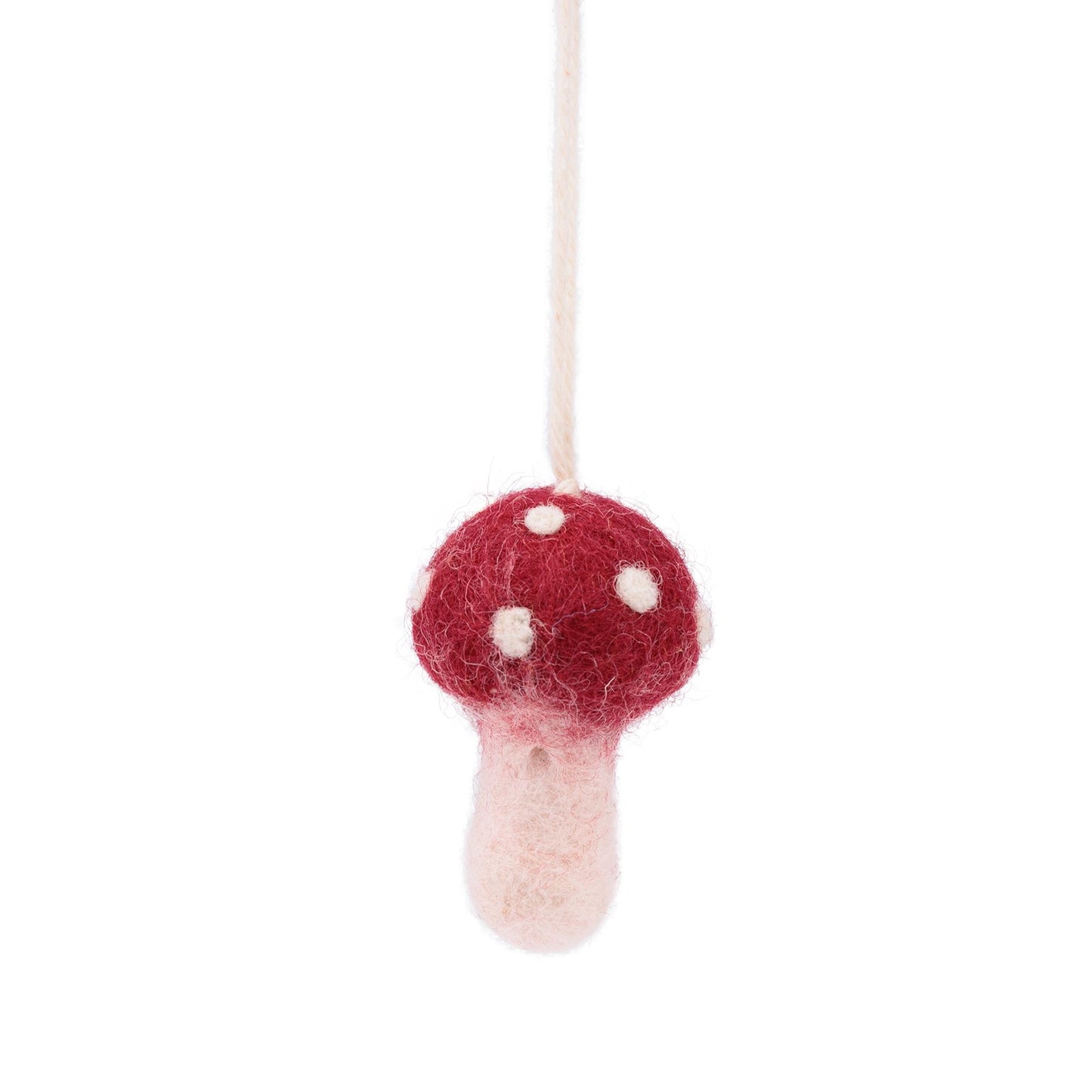 Detailfoto van vilten hanger paddenstoel rood small