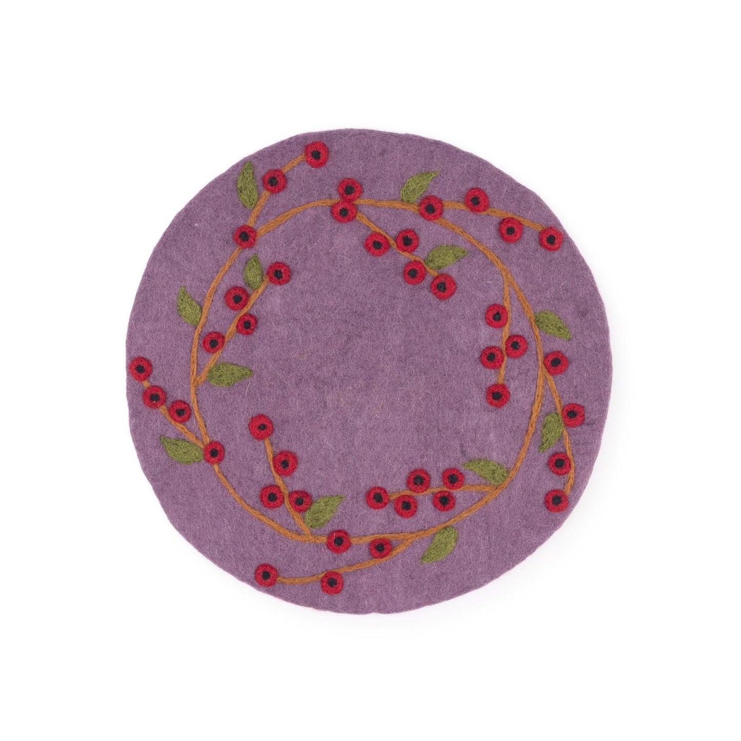 Detailfoto van vilten onderzetter 35 cm bes rood
