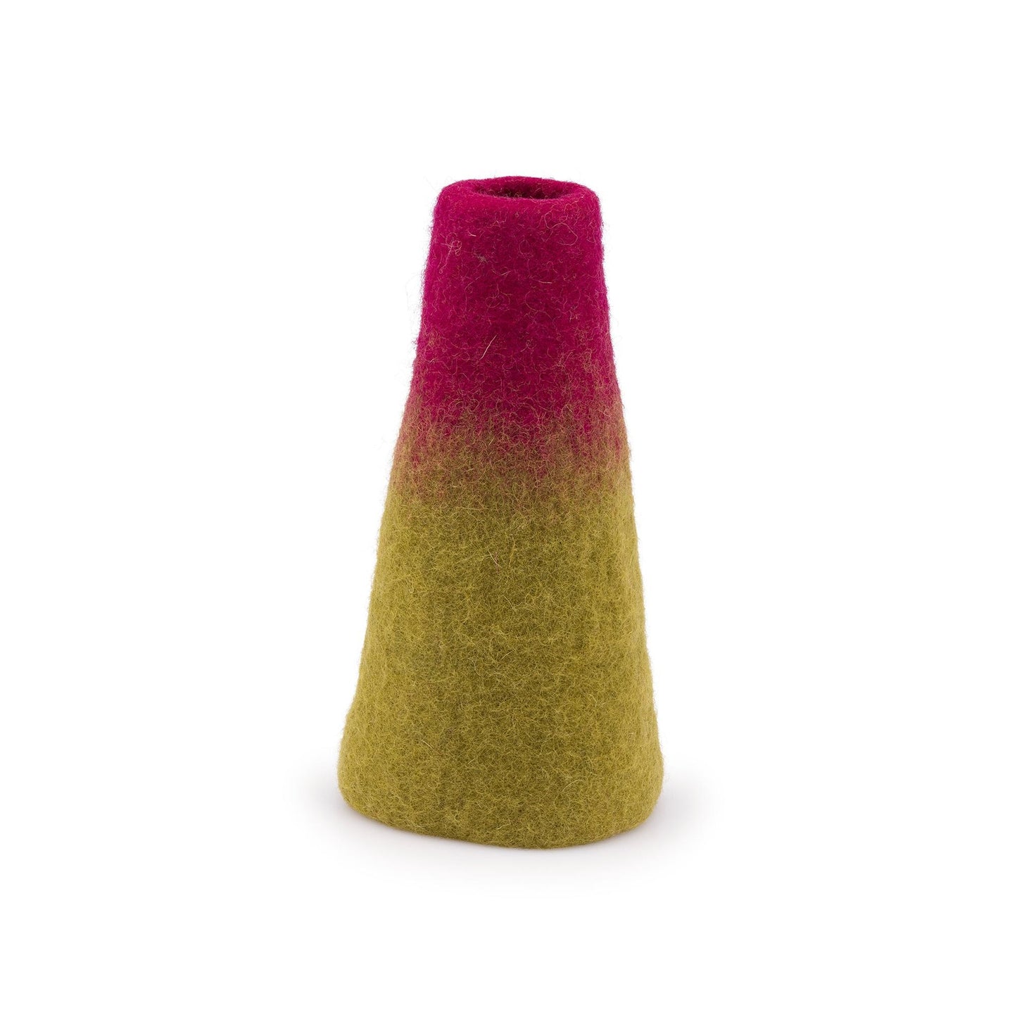 Detailfoto van vilten vaas burgundy-lichtgroen medium