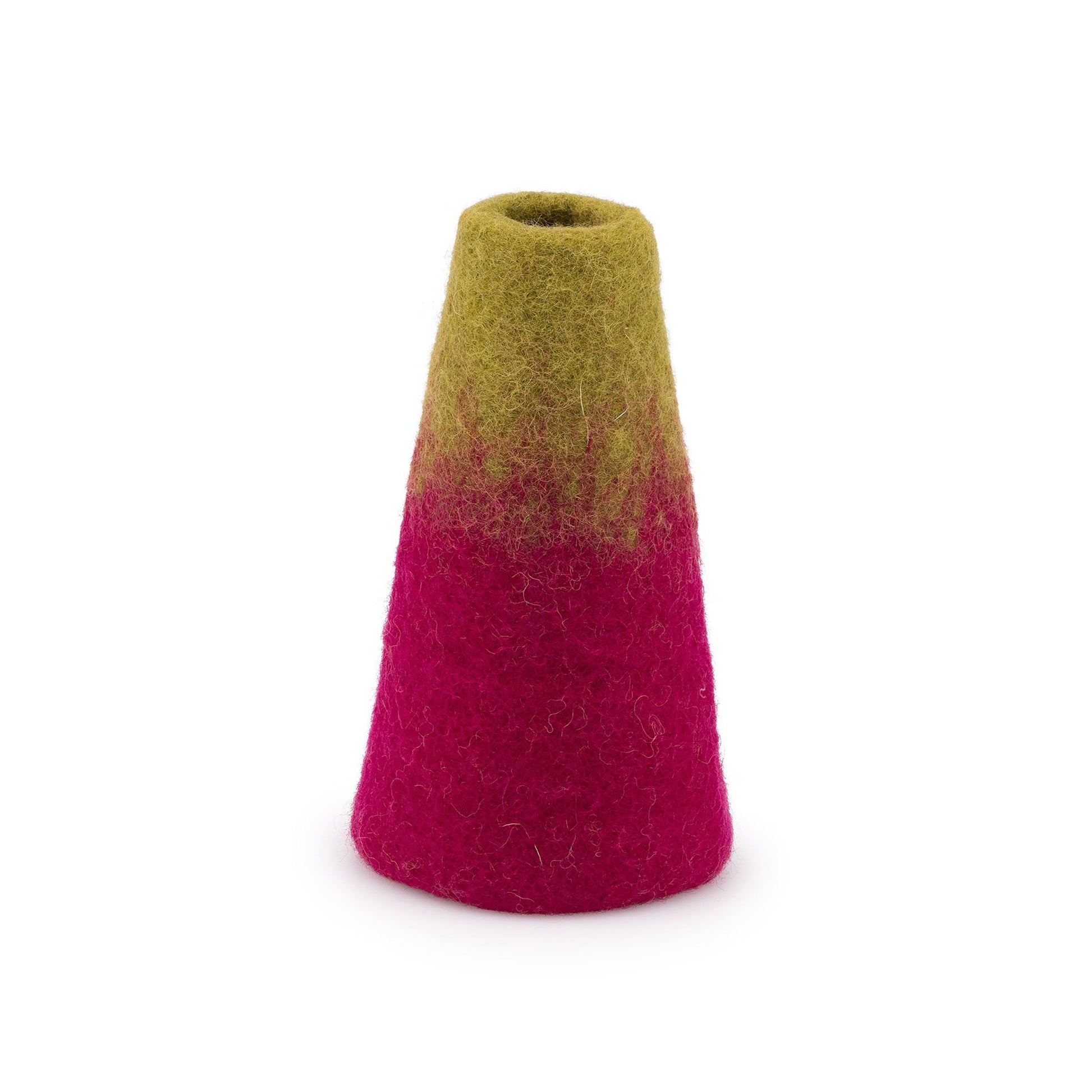 Detailfoto van vilten vaas burgundy-lichtgroen small
