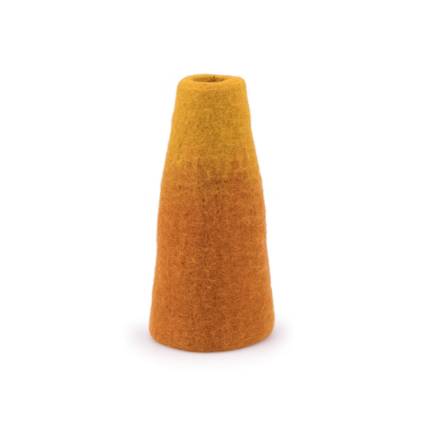 Detailfoto van vilten vaas cognac-okergeel medium