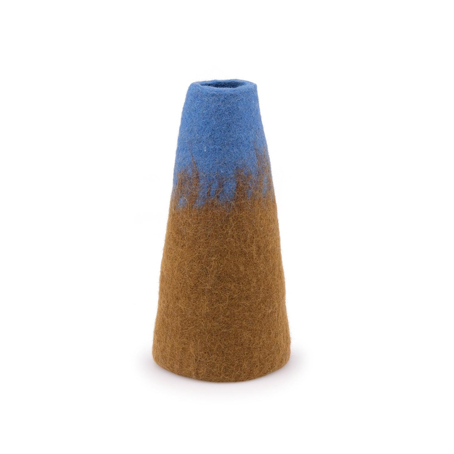 Detailfoto van vilten vaas blauw-bruin medium