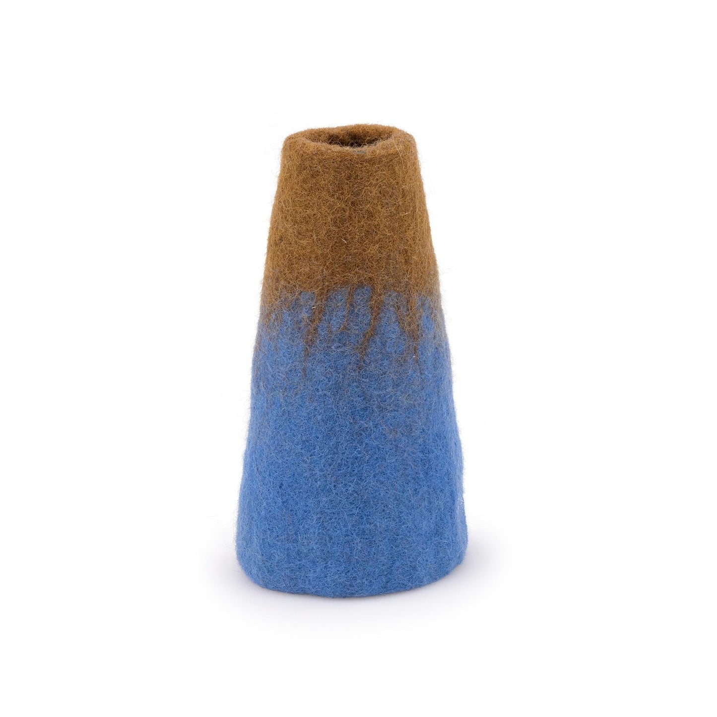 Detailfoto van vilten vaas blauw-bruin small