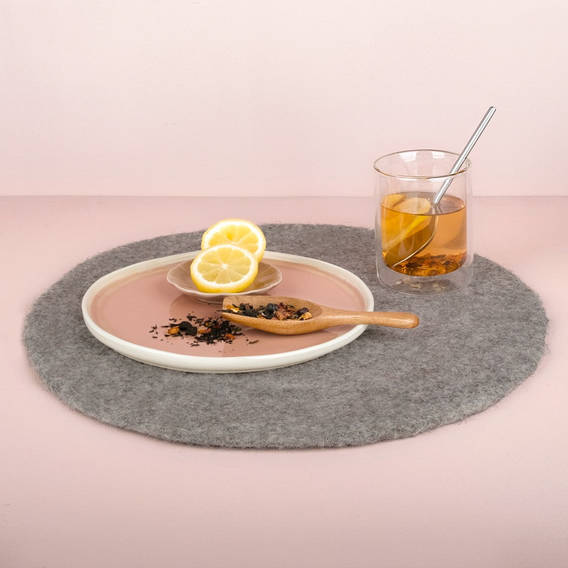 Vilten onderzetter 40 cm grijs