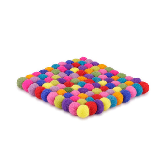 Detailfoto van vilten onderzetter vb 20 cm vierkant multicolor