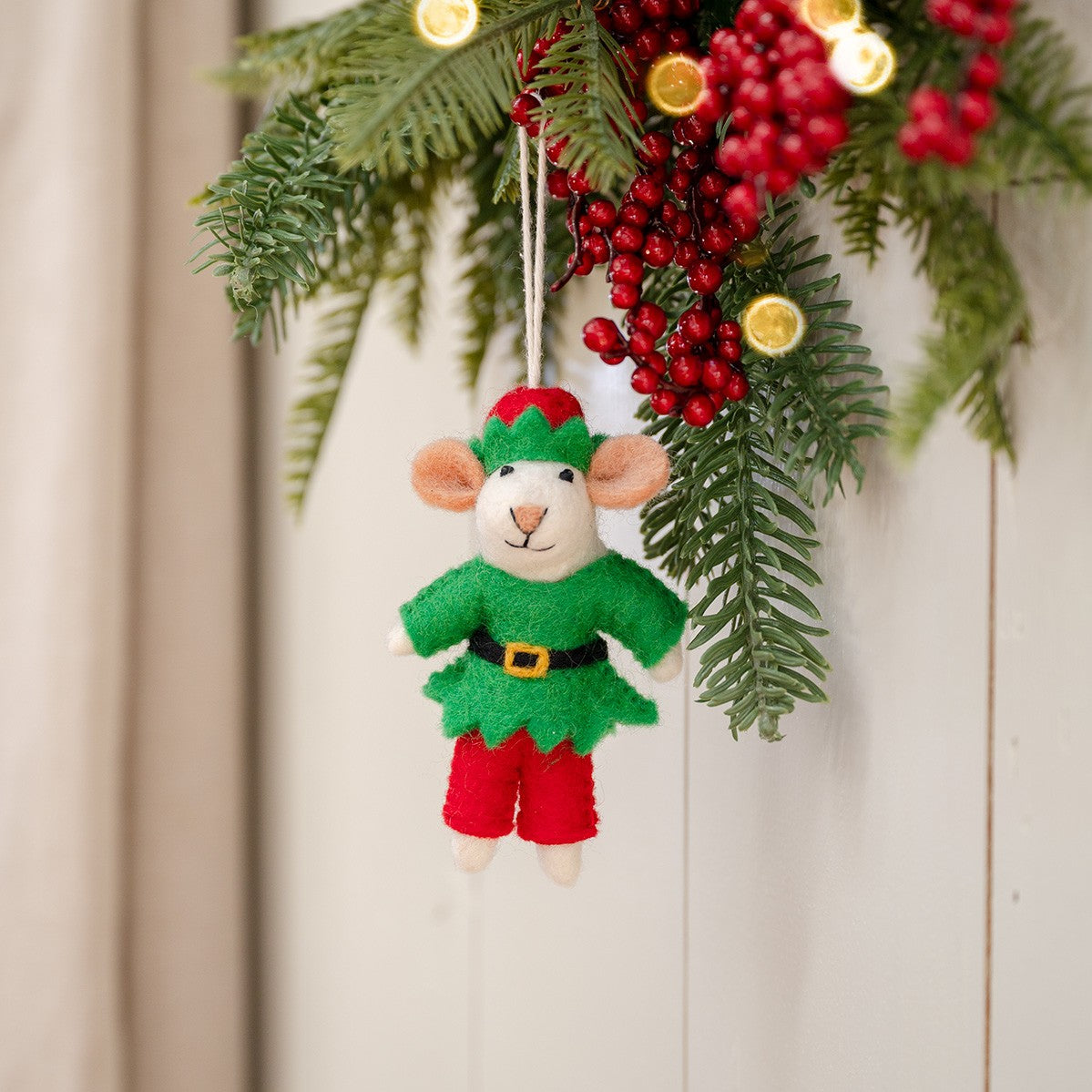 Vilten hanger muis kerstelf