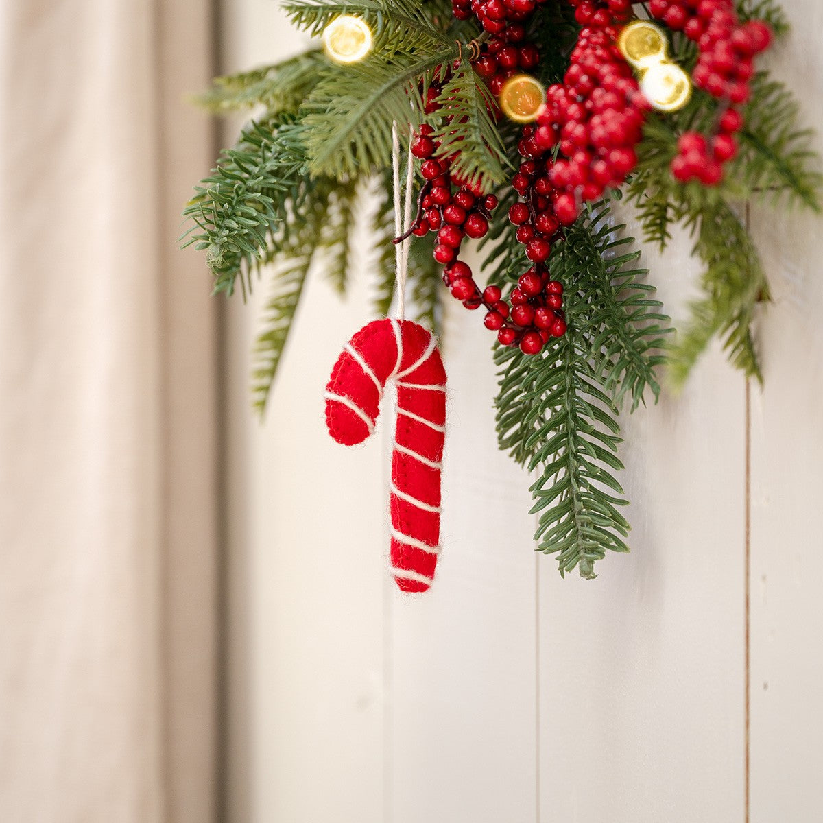 Vilten hanger candystick rood