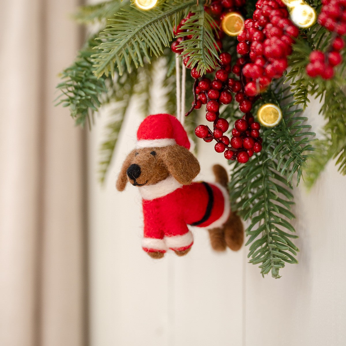 Vilten hanger teckel kerstman