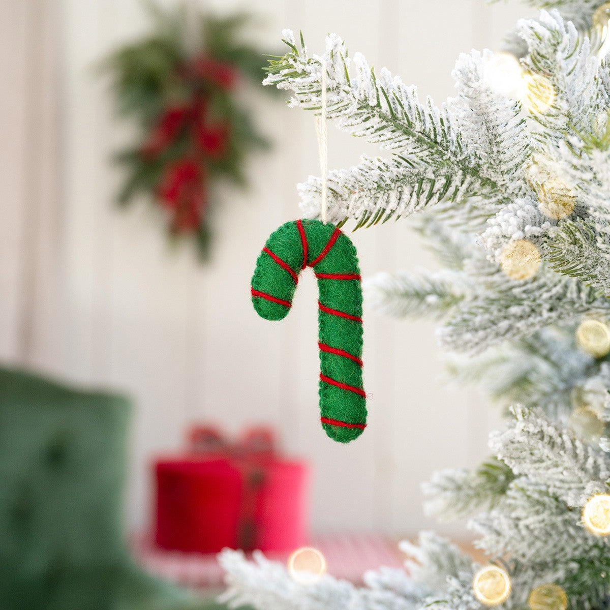 Vilten hanger candystick groen