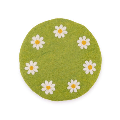 Onderzetter 25 cm Margrietjes Lichtgroen