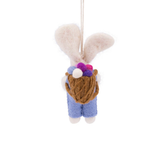 Ornament Rabbit with Basket Light Blue