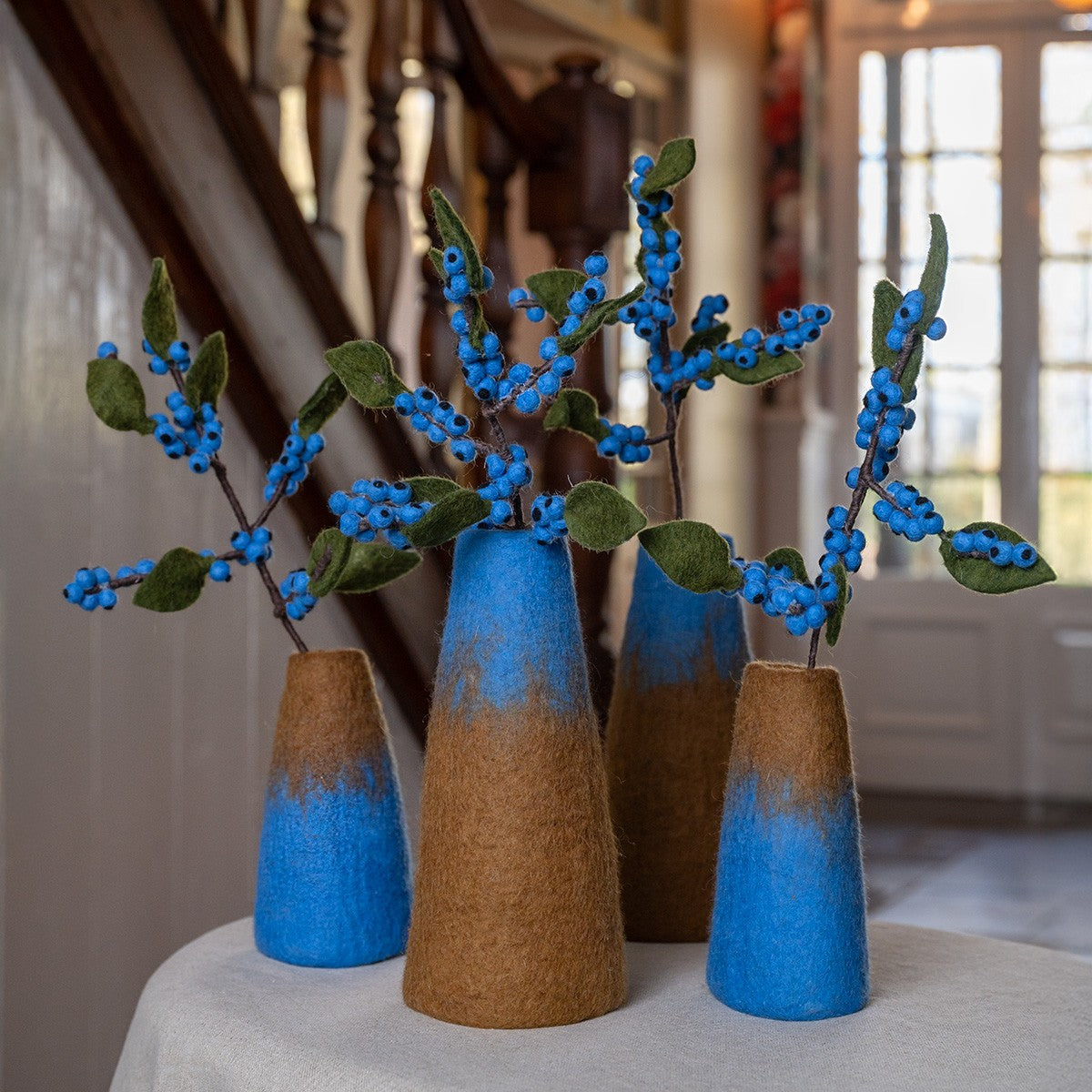 Vilten vaas blauw-bruin small