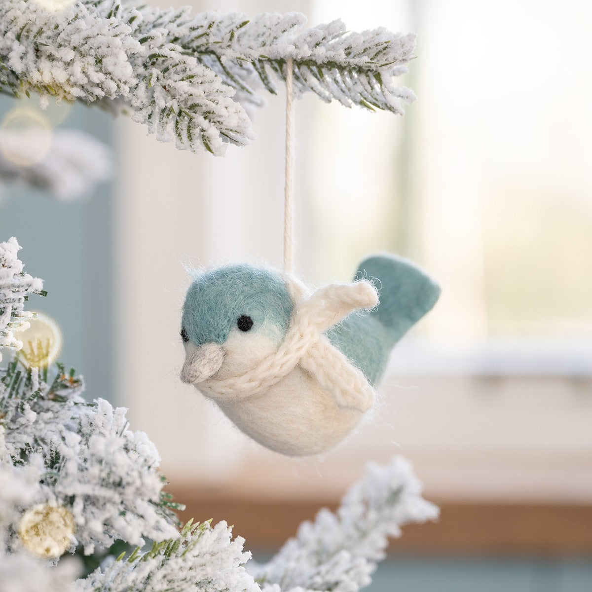 Hanger Vogeltje IJsblauw van vilt
