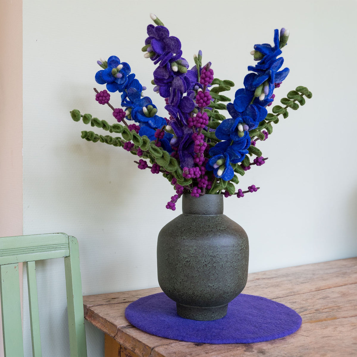Vilten boeket luxe blauw-paars xl