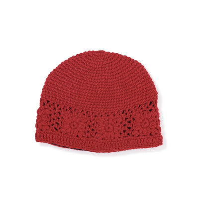 Detailfoto van muts granny square rood