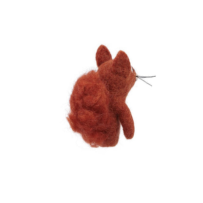 Detailfoto van vilten vingerpopje eekhoorn