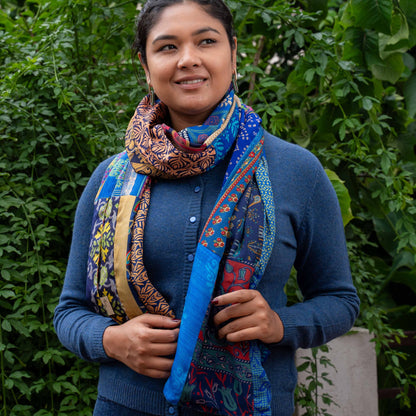 Sarisjaal Patchwork Blauwtinten