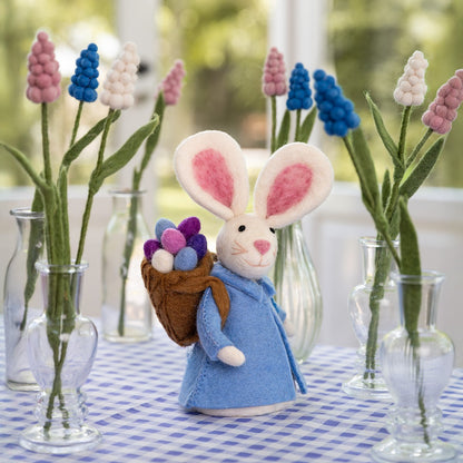 Decoration Rabbit with Basket Light Blue