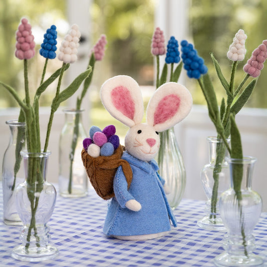 Decoration Rabbit with Basket Light Blue