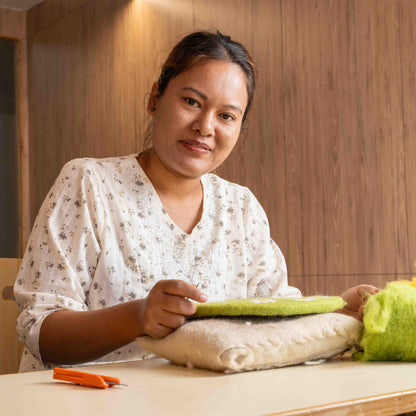 Onderzetter 35 cm Groen met Margrietjes