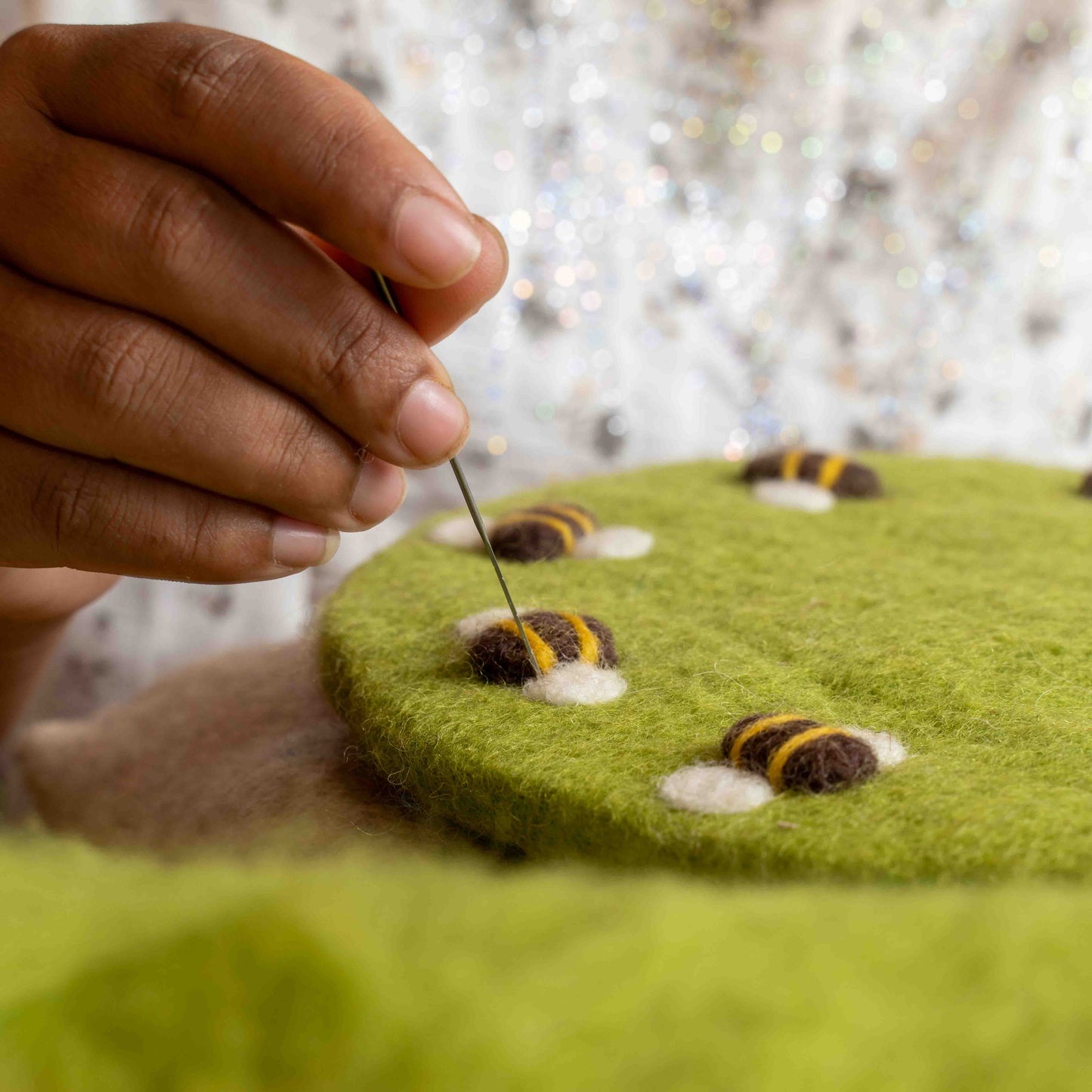 Onderzetter 35 cm Groen met Bijtjes