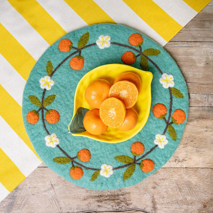 Vilten onderzetter 35 cm sinaasappel
