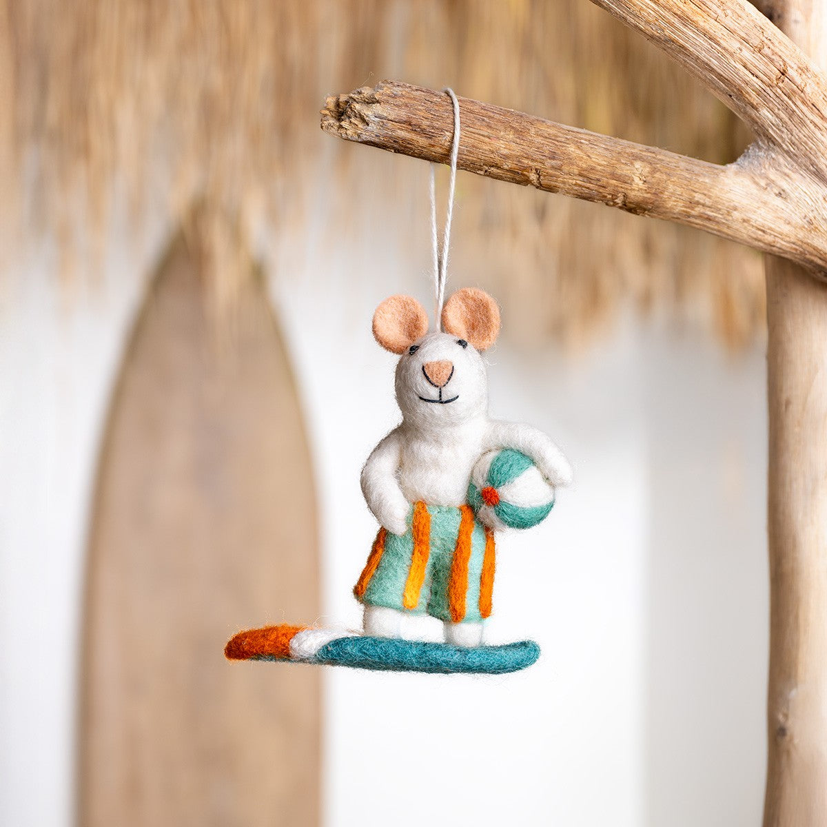 Vilten hanger muis surfboy turquoise