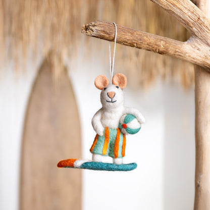 Vilten hanger muis surfboy turquoise