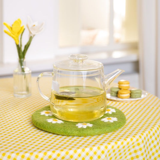 Onderzetter 25 cm Margrietjes Lichtgroen