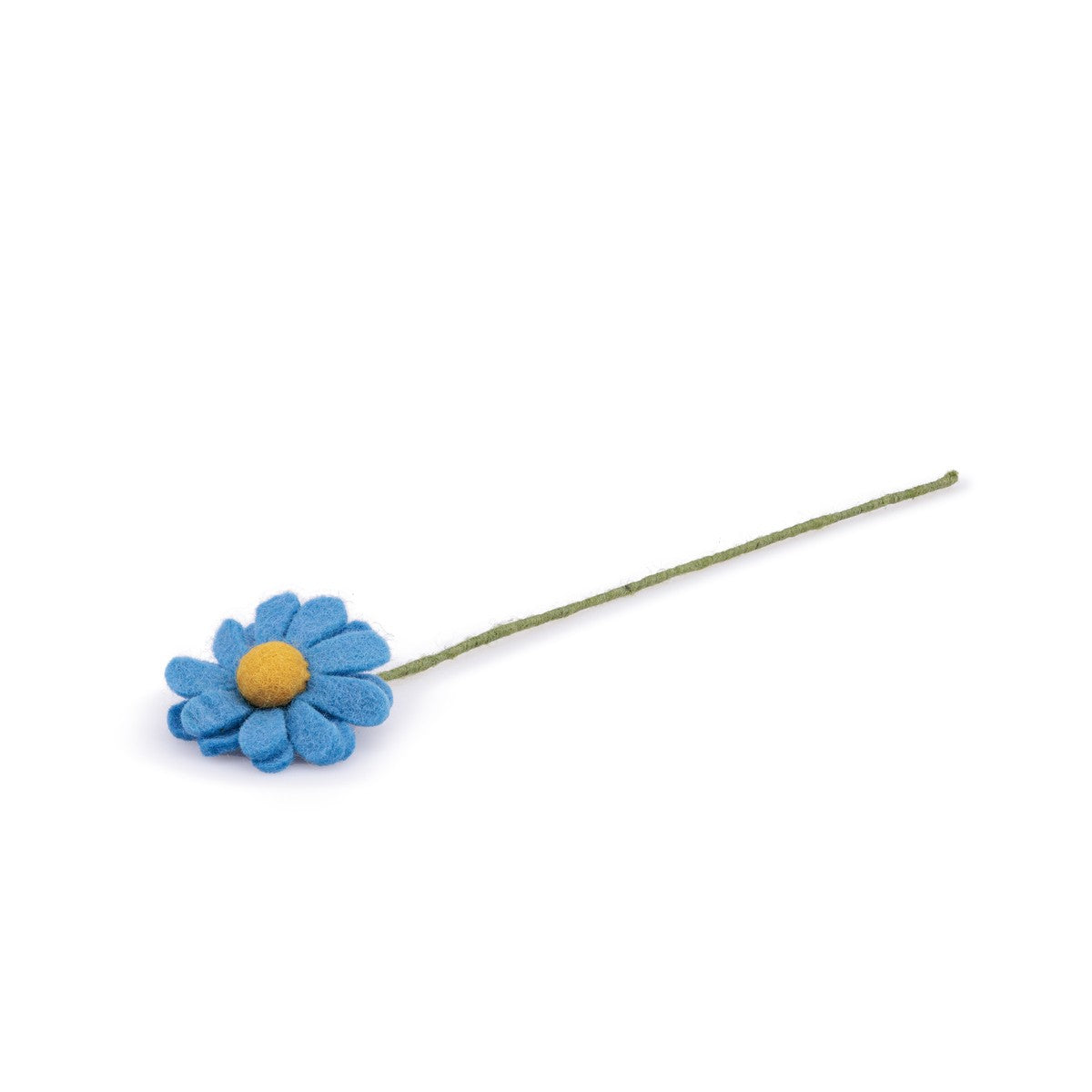 Detailfoto van vilten margrietje azuurblauw