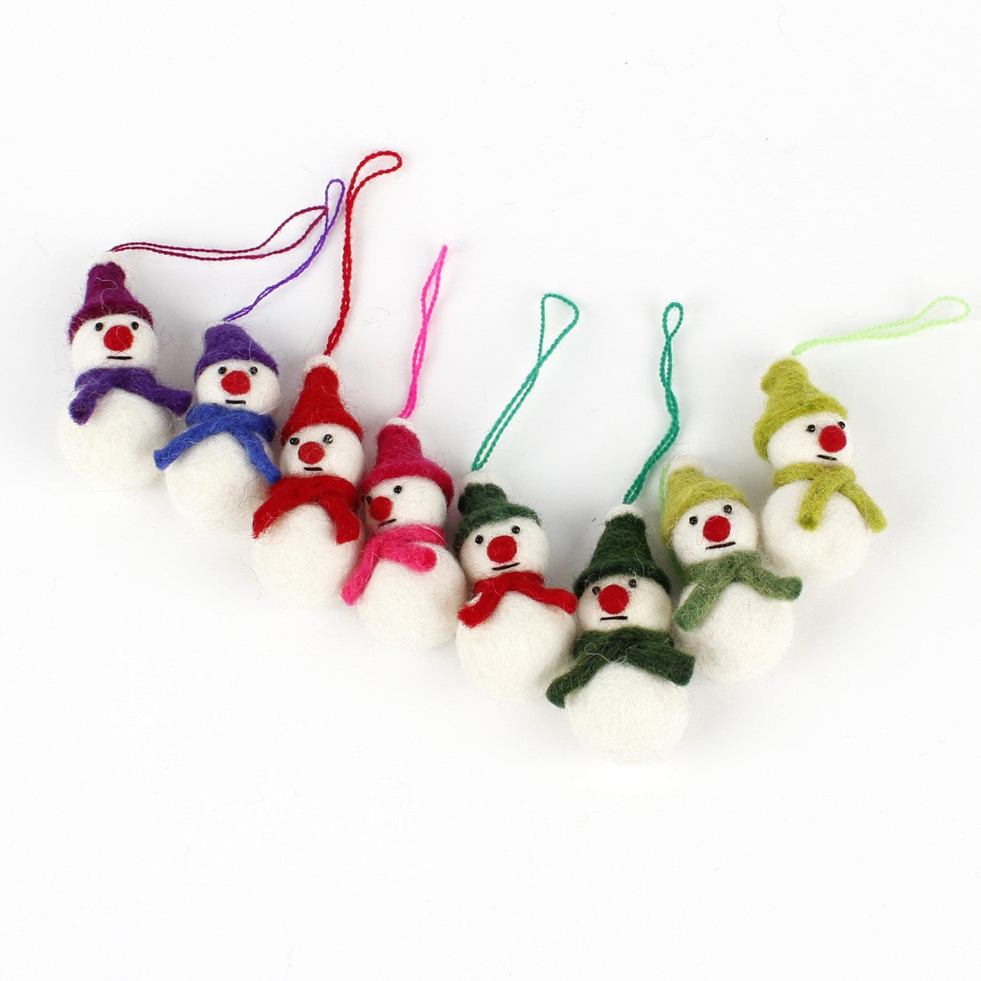 Detailfoto van vilten sneeuwpopjes multicolor 10 st.