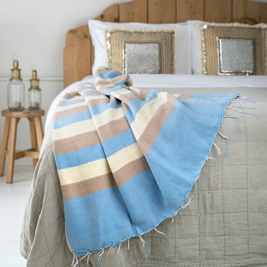 Plaid Babyblauw Crème