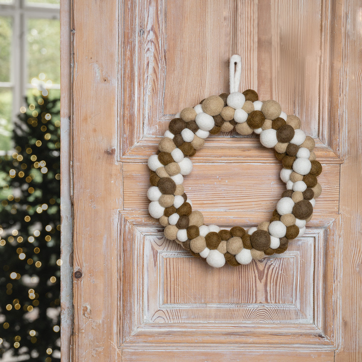 Christmas Wreath Felt Balls Gingerbread SALE 