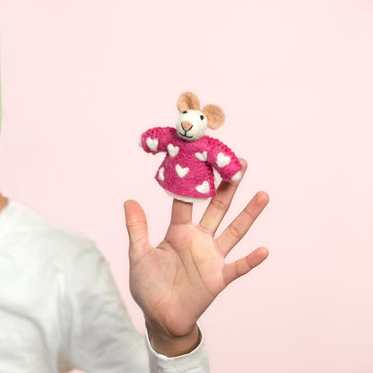 Vingerpopje Muis Sweetheart Fuchsia