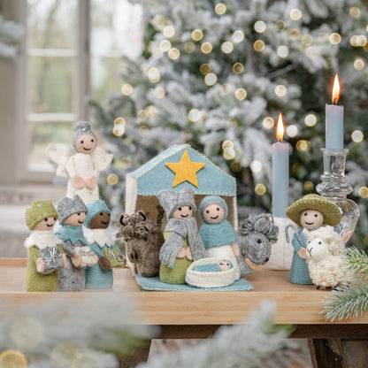 Weihnachtskrippe Eisblau-Weiß