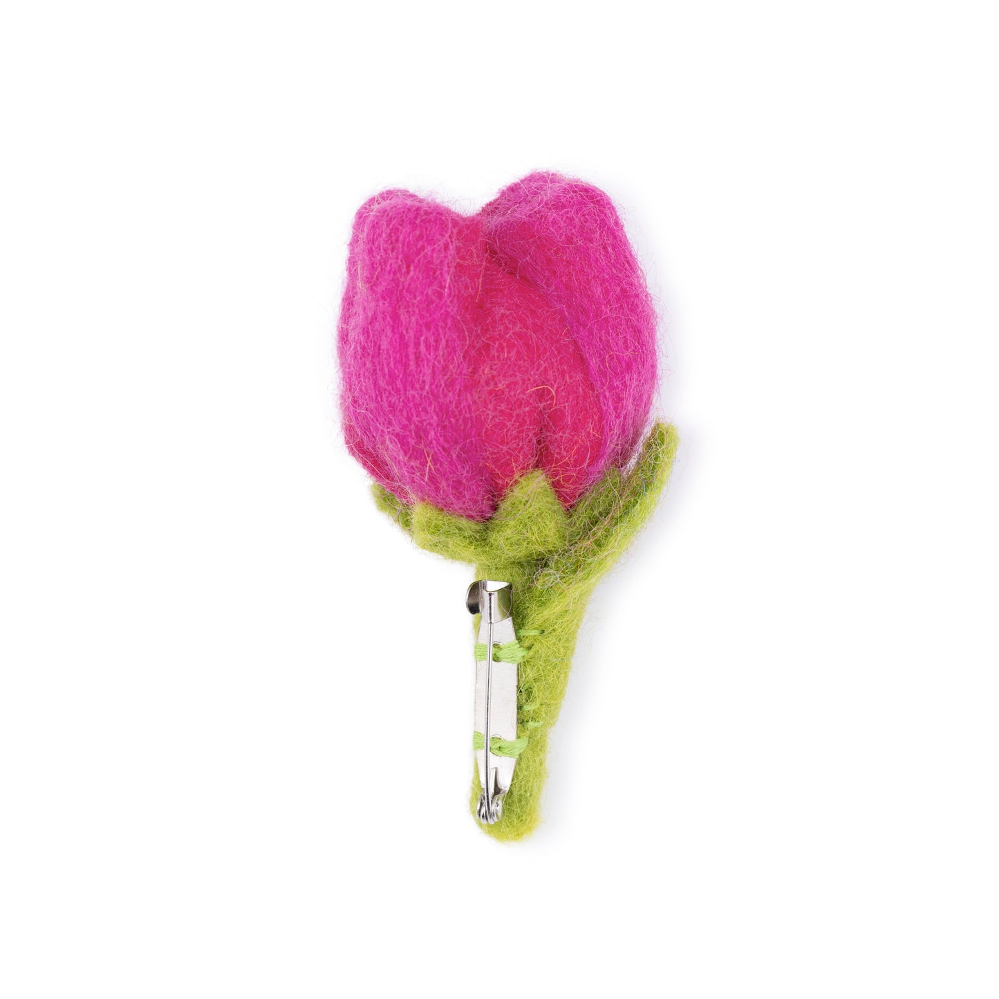 Detailfoto van vilten broche tulp feline