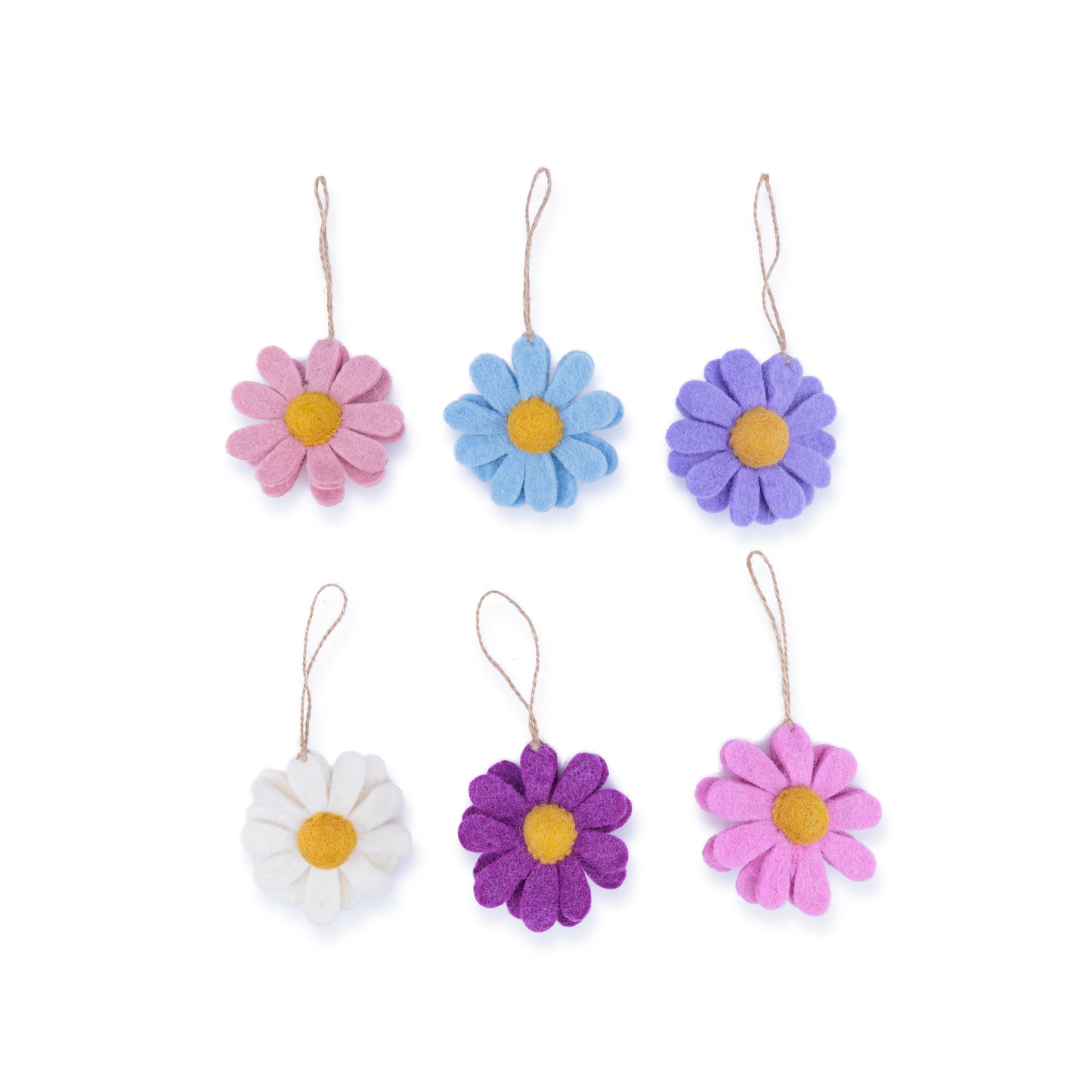 Detailfoto van vilten hanger margrietje violettinten assorti 6 st.