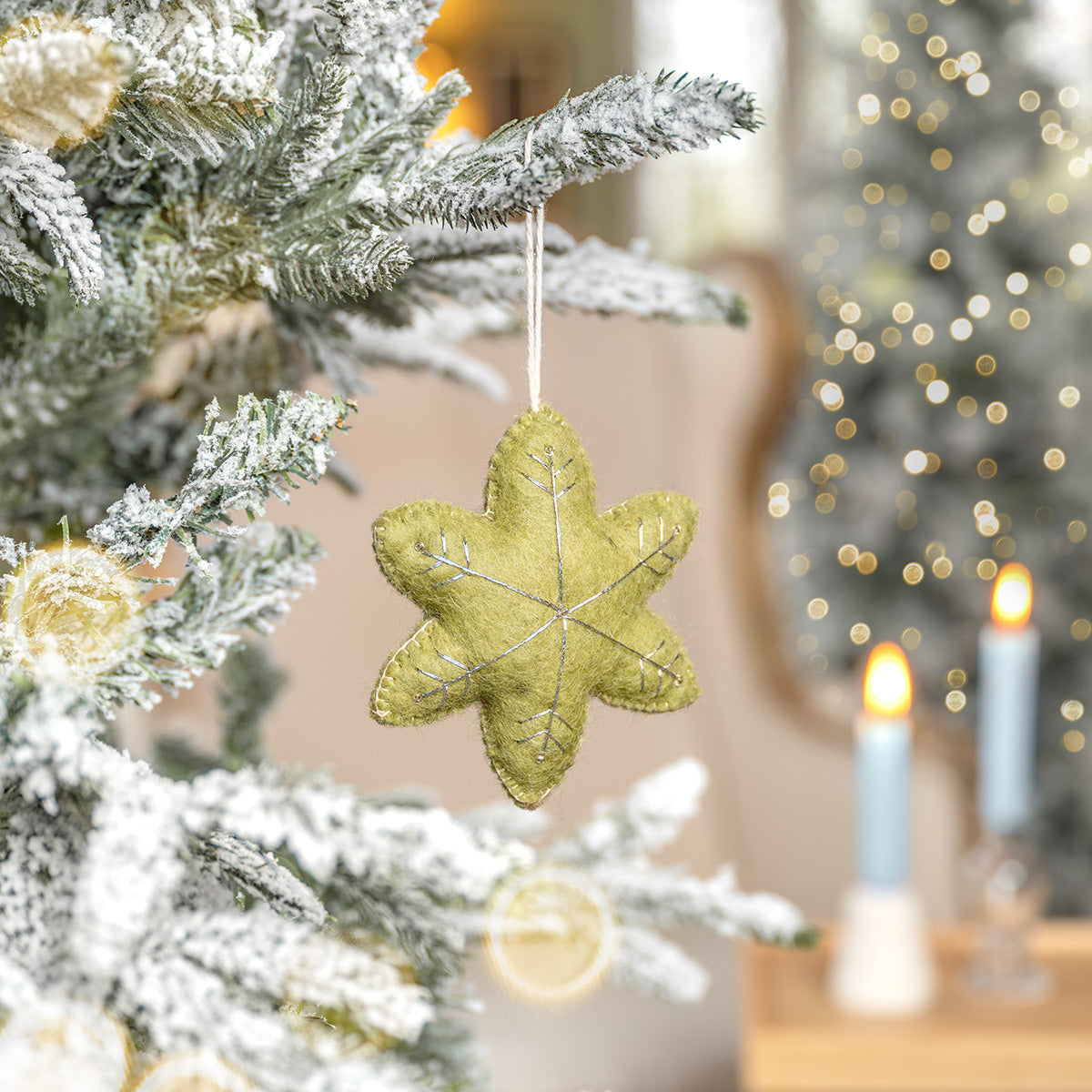 Hanger Ster Winterwonderland Lichtgroen van vilt