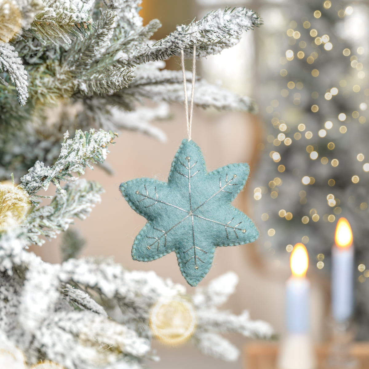 Hanger Ster Winterwonderland IJsblauw van vilt