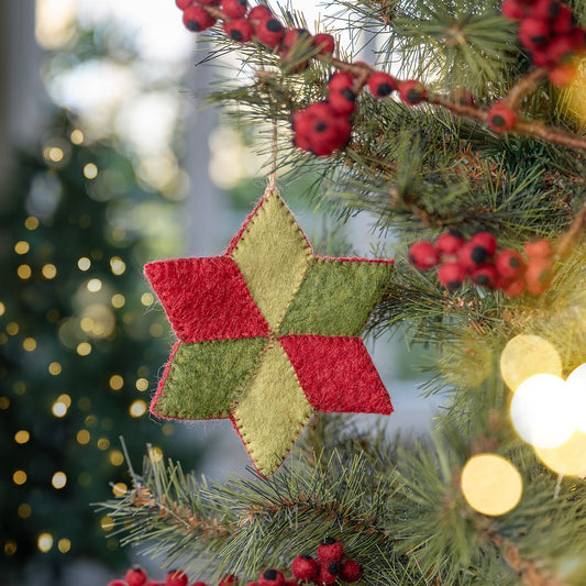 Vilten hanger ster english christmas patchwork