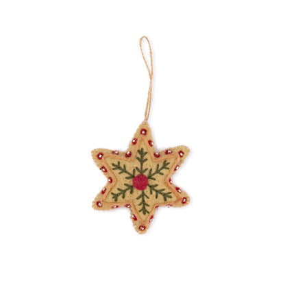 Detailfoto van vilten hanger ster embroidery beige