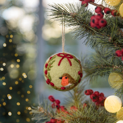 Vilten hanger bal english christmas roodborstje
